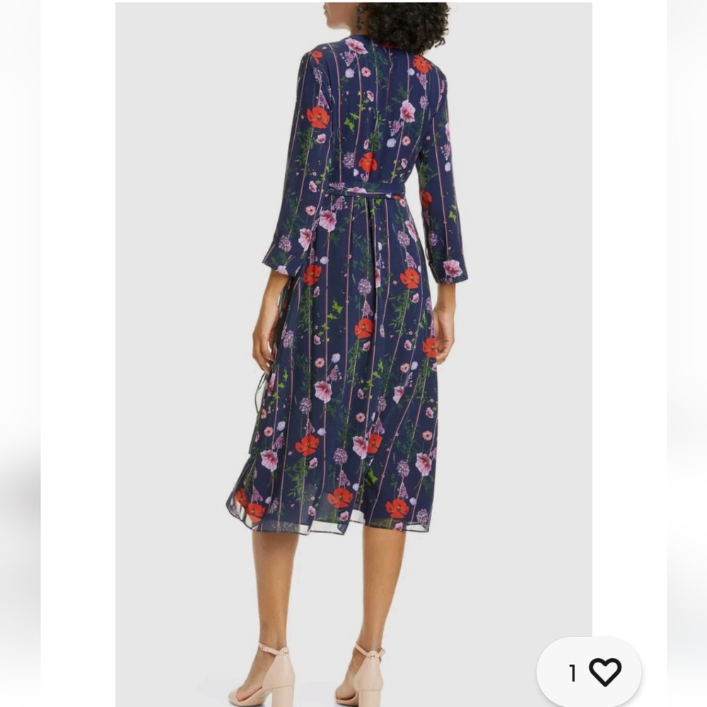 NWOT Ted Baker London Navy Floral Midi Dress - Picture 3 of 8